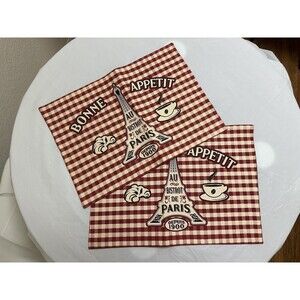 NWT Disney Parks Eiffel Tower Placemats Set of 2 Bistro De Paris Printed Fabric